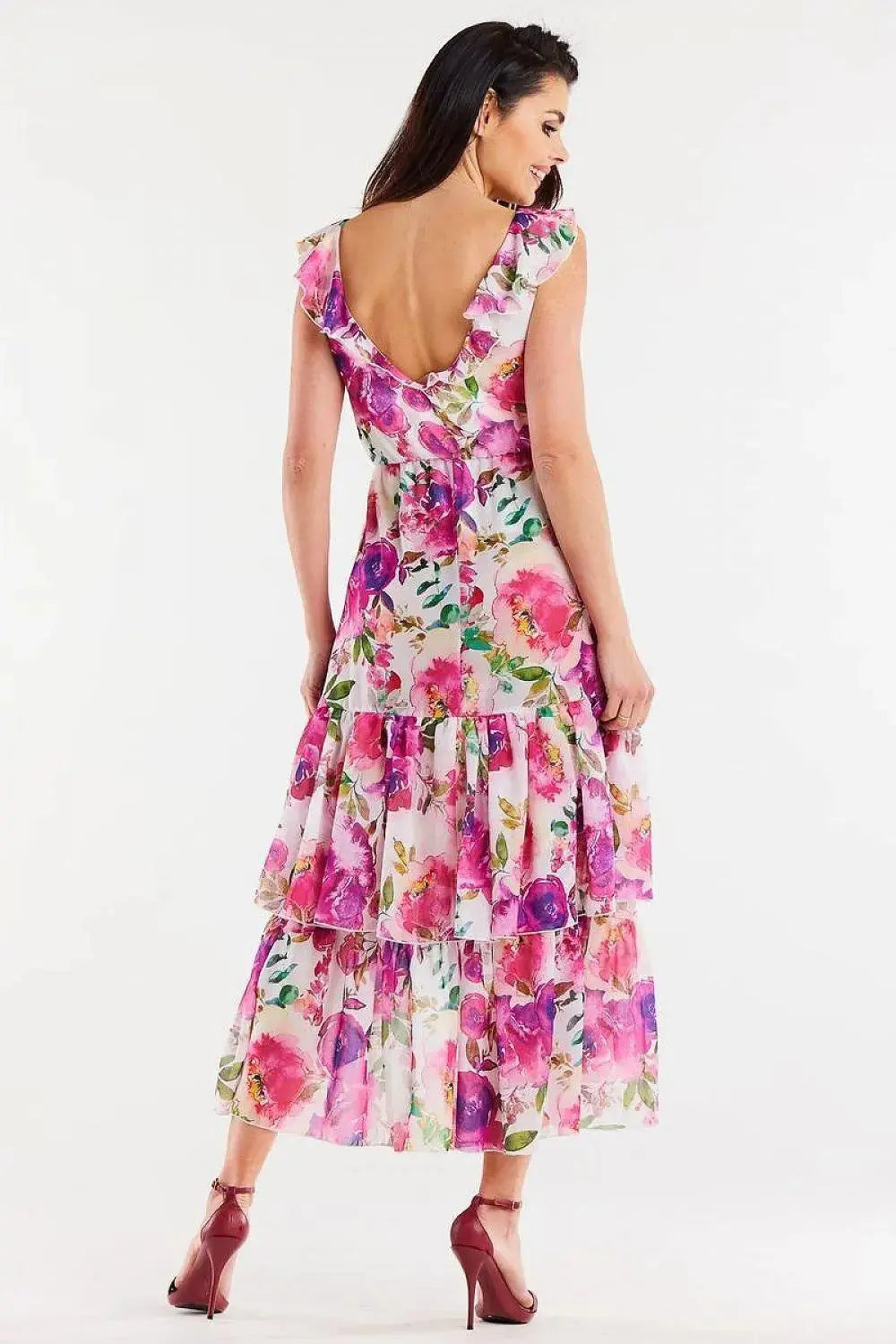 awama chiffon daydress with elastic lining, decorated at the bottom with two ruffles,