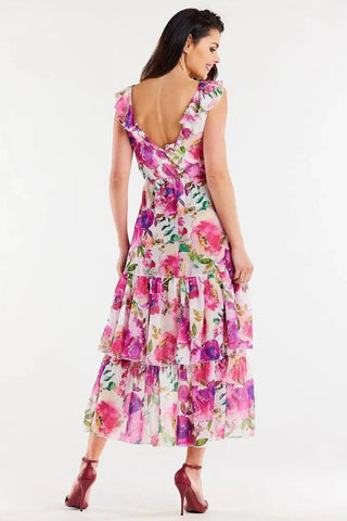 awama chiffon daydress with elastic lining, decorated at the bottom with two ruffles,