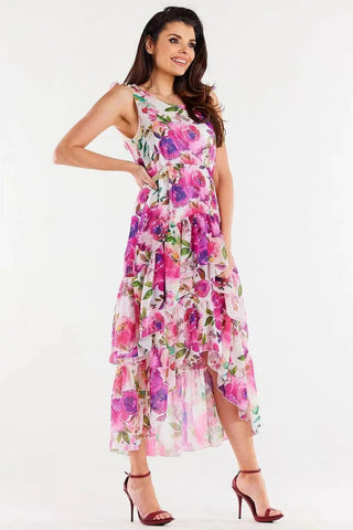 awama chiffon daydress with elastic lining, decorated at the bottom with two ruffles,