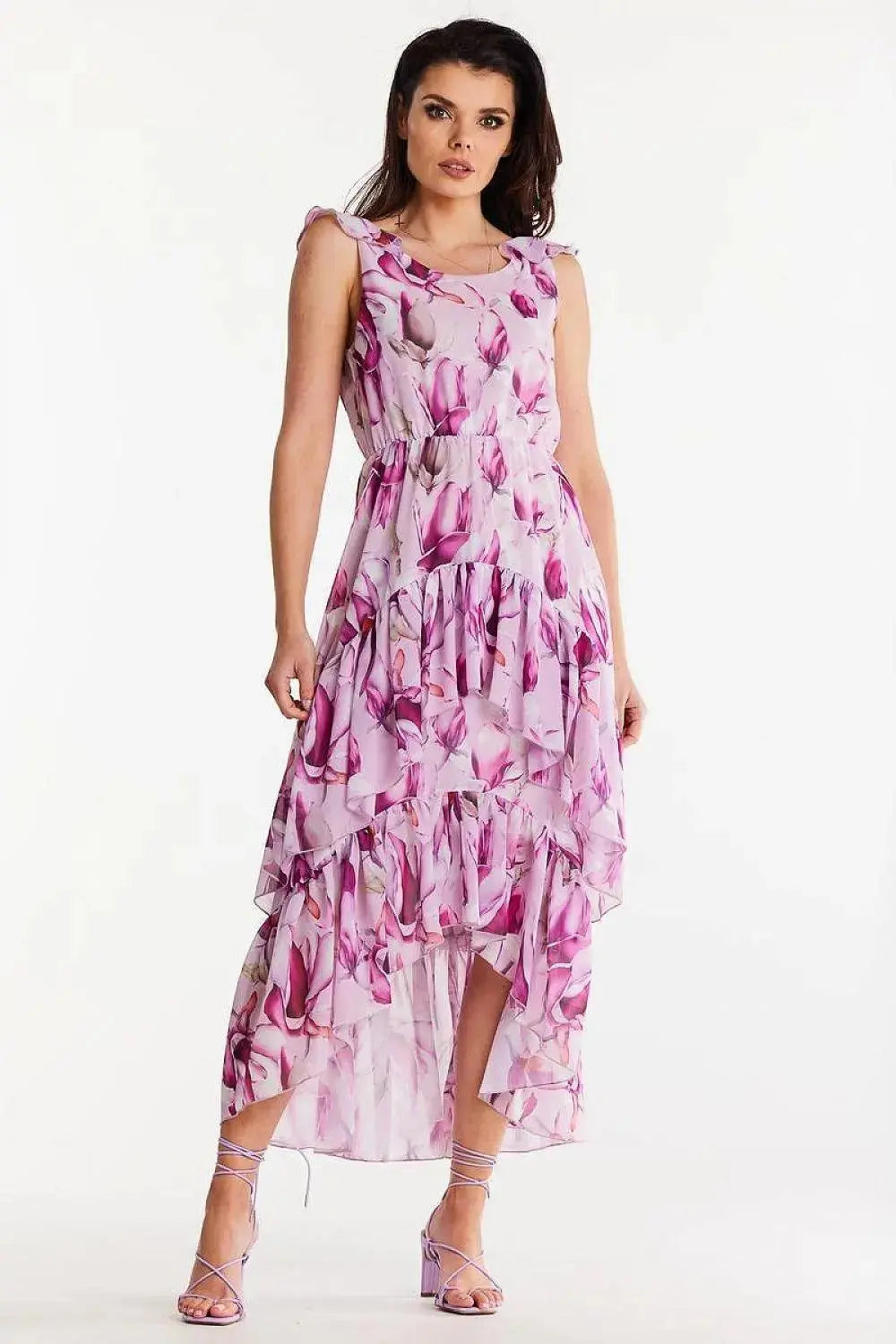 awama chiffon daydress with elastic lining, decorated at the bottom with two ruffles,