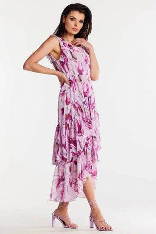 awama chiffon daydress with elastic lining, decorated at the bottom with two ruffles,