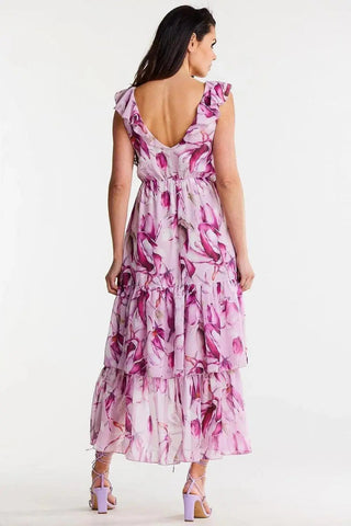 awama chiffon daydress with elastic lining, decorated at the bottom with two ruffles,