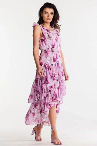 awama chiffon daydress with elastic lining, decorated at the bottom with two ruffles,