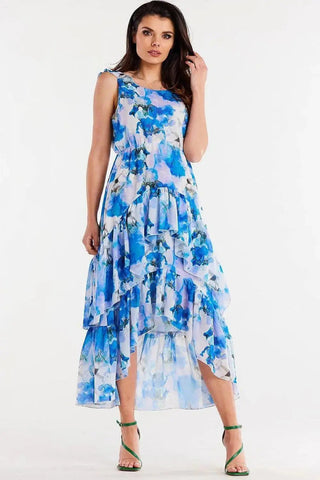awama chiffon daydress with elastic lining, decorated at the bottom with two ruffles,