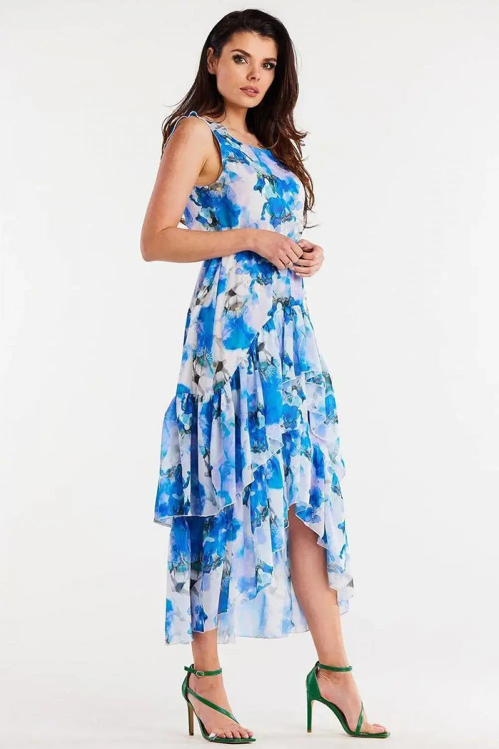 awama chiffon daydress with elastic lining, decorated at the bottom with two ruffles,