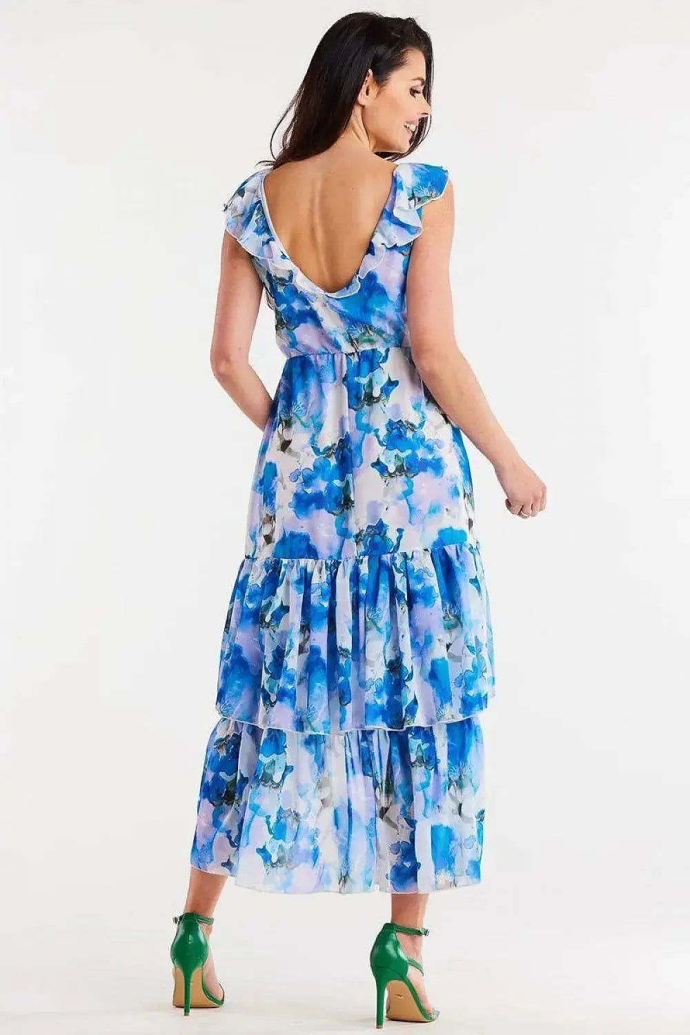 awama chiffon daydress with elastic lining, decorated at the bottom with two ruffles,