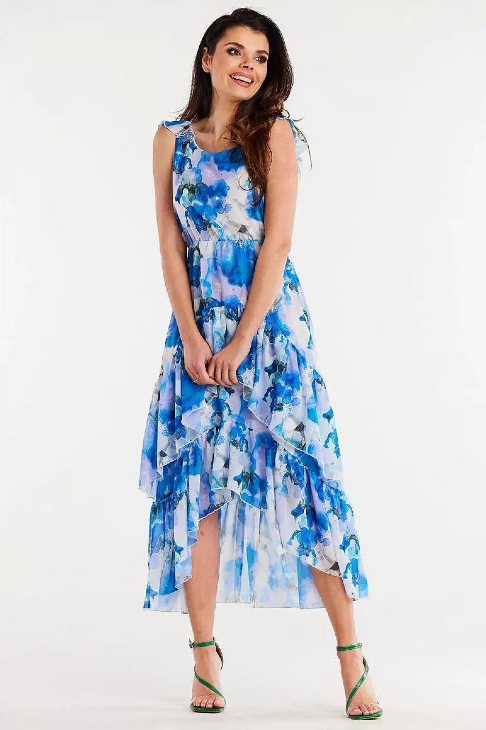 awama chiffon daydress with elastic lining, decorated at the bottom with two ruffles,