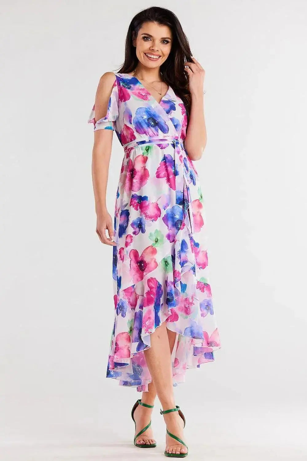 awama chiffon daydress with elastic lining, envelope, asymmetrical