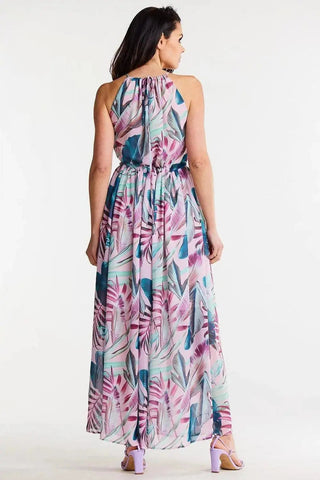 awama long chiffon daydress with elastic lining and thin straps tied at the back