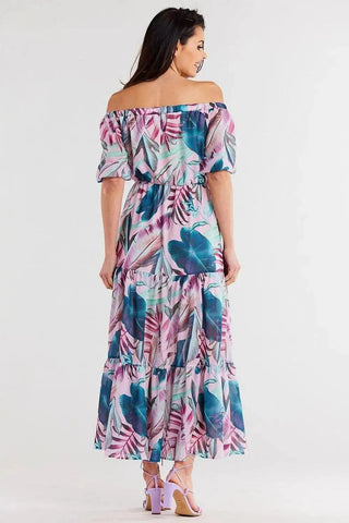 awama long chiffon dress with elastic lining