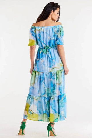 awama long chiffon dress with elastic lining