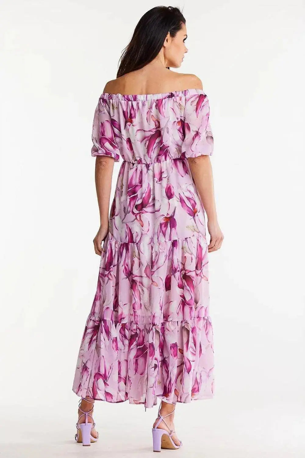 awama long chiffon dress with elastic lining