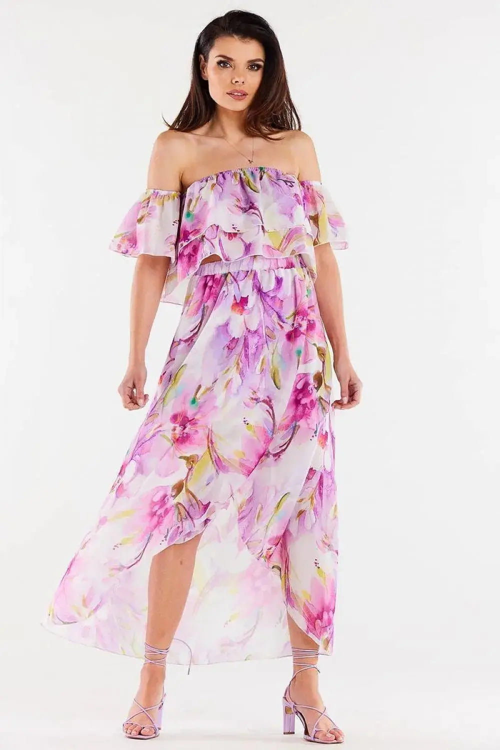 awama long, asymmetrical chiffon skirt with elastic lining