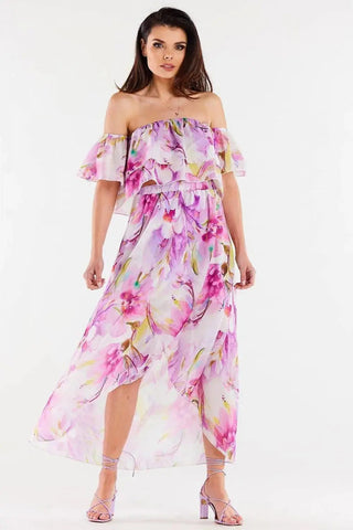 awama long, asymmetrical chiffon skirt with elastic lining