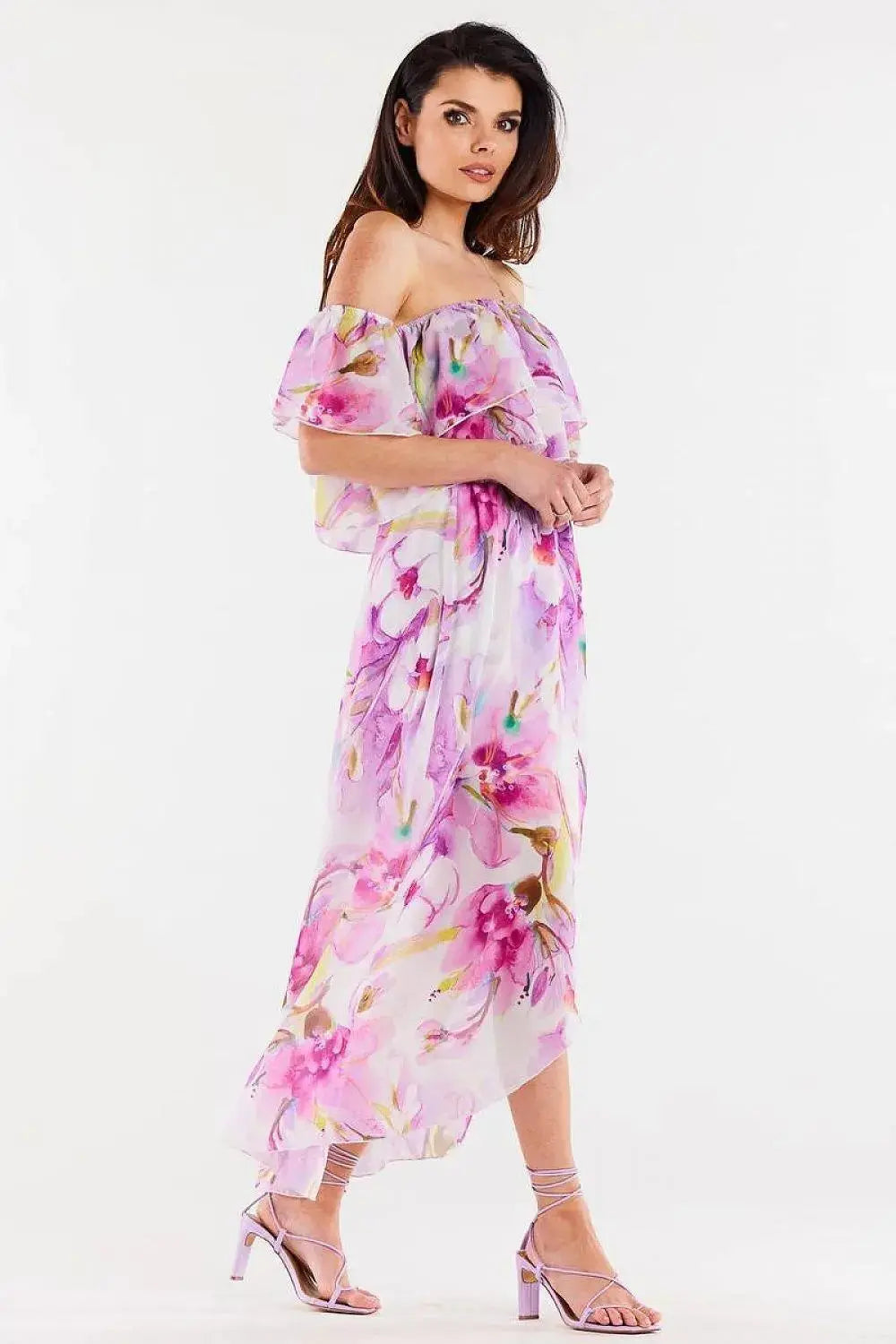 awama long, asymmetrical chiffon skirt with elastic lining