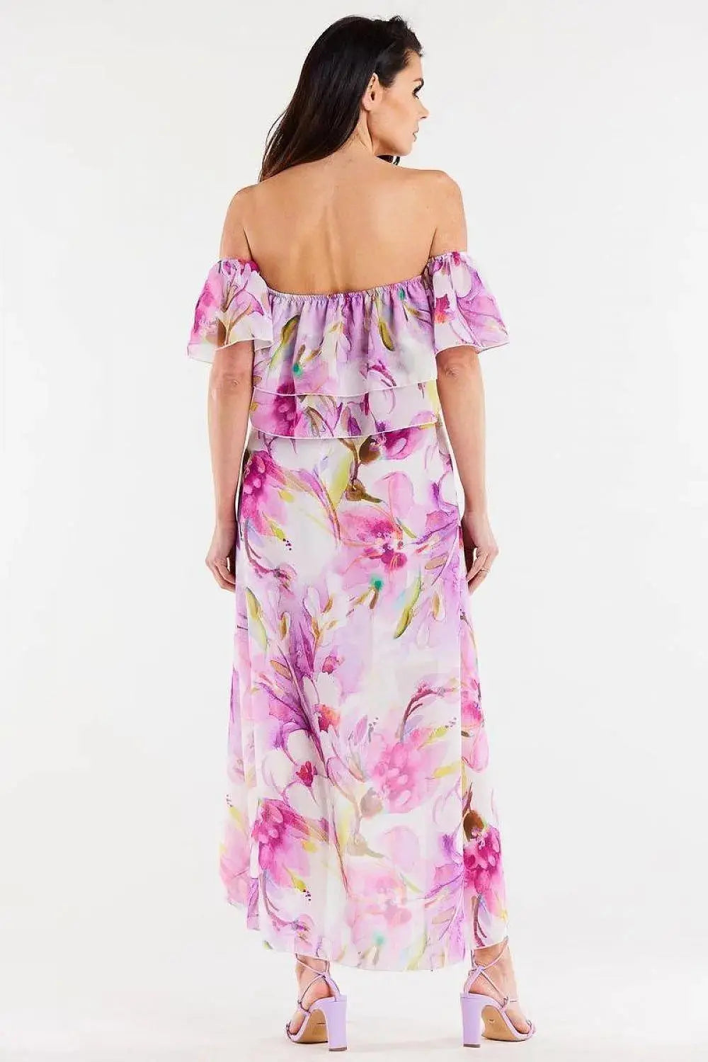 awama long, asymmetrical chiffon skirt with elastic lining
