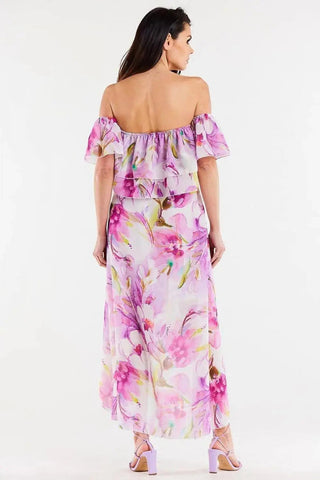 awama long, asymmetrical chiffon skirt with elastic lining