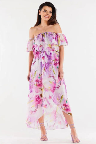 awama long, asymmetrical chiffon skirt with elastic lining