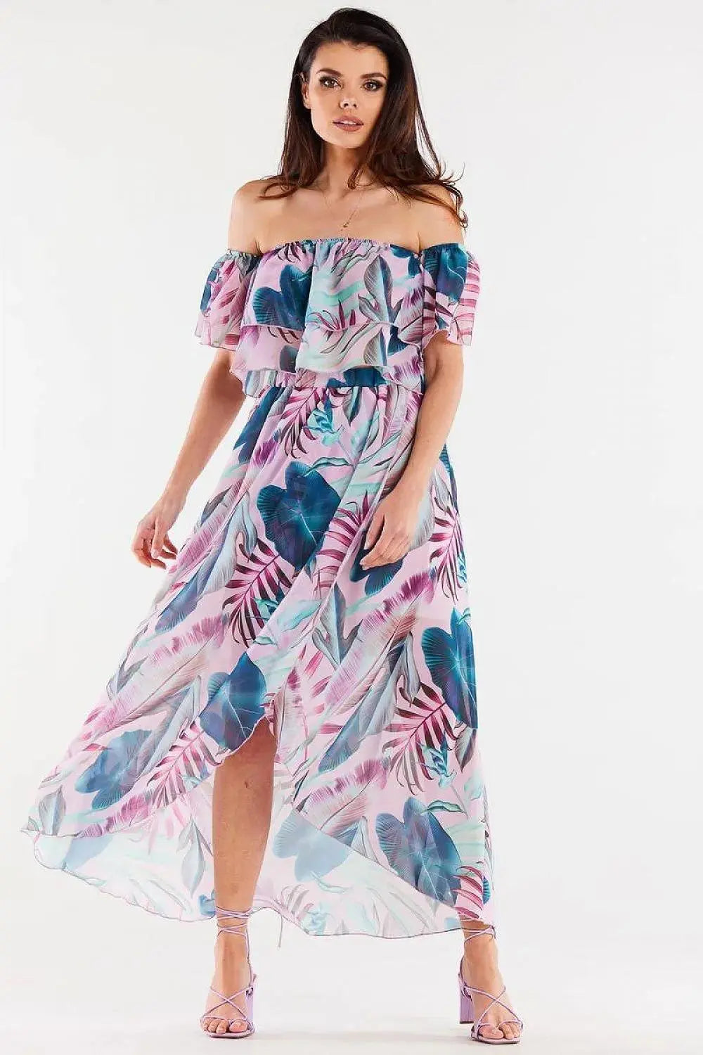 awama long, asymmetrical chiffon skirt with elastic lining