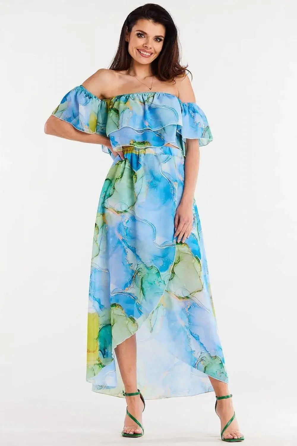 awama long, asymmetrical chiffon skirt with elastic lining