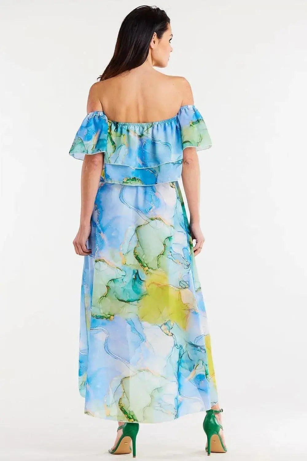 awama long, asymmetrical chiffon skirt with elastic lining