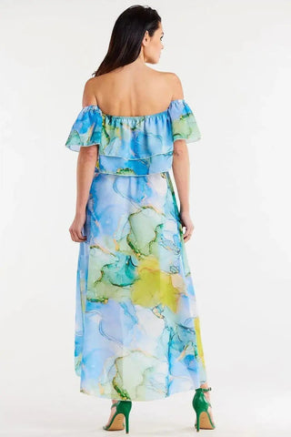 awama long, asymmetrical chiffon skirt with elastic lining
