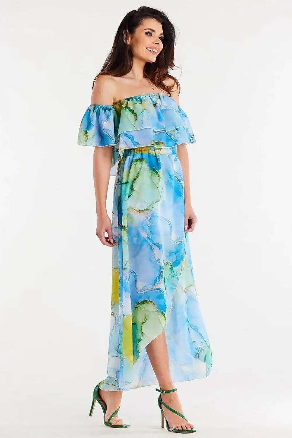 awama long, asymmetrical chiffon skirt with elastic lining
