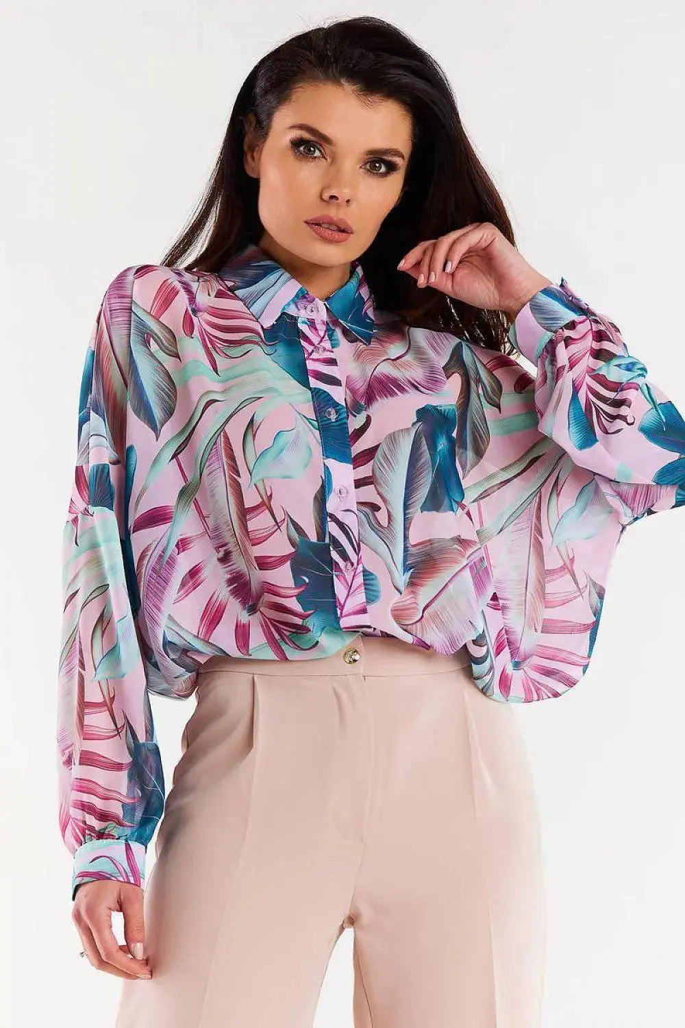 awama oversize chiffon Long sleeve shirt