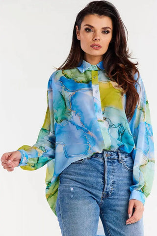 awama oversize chiffon Long sleeve shirt