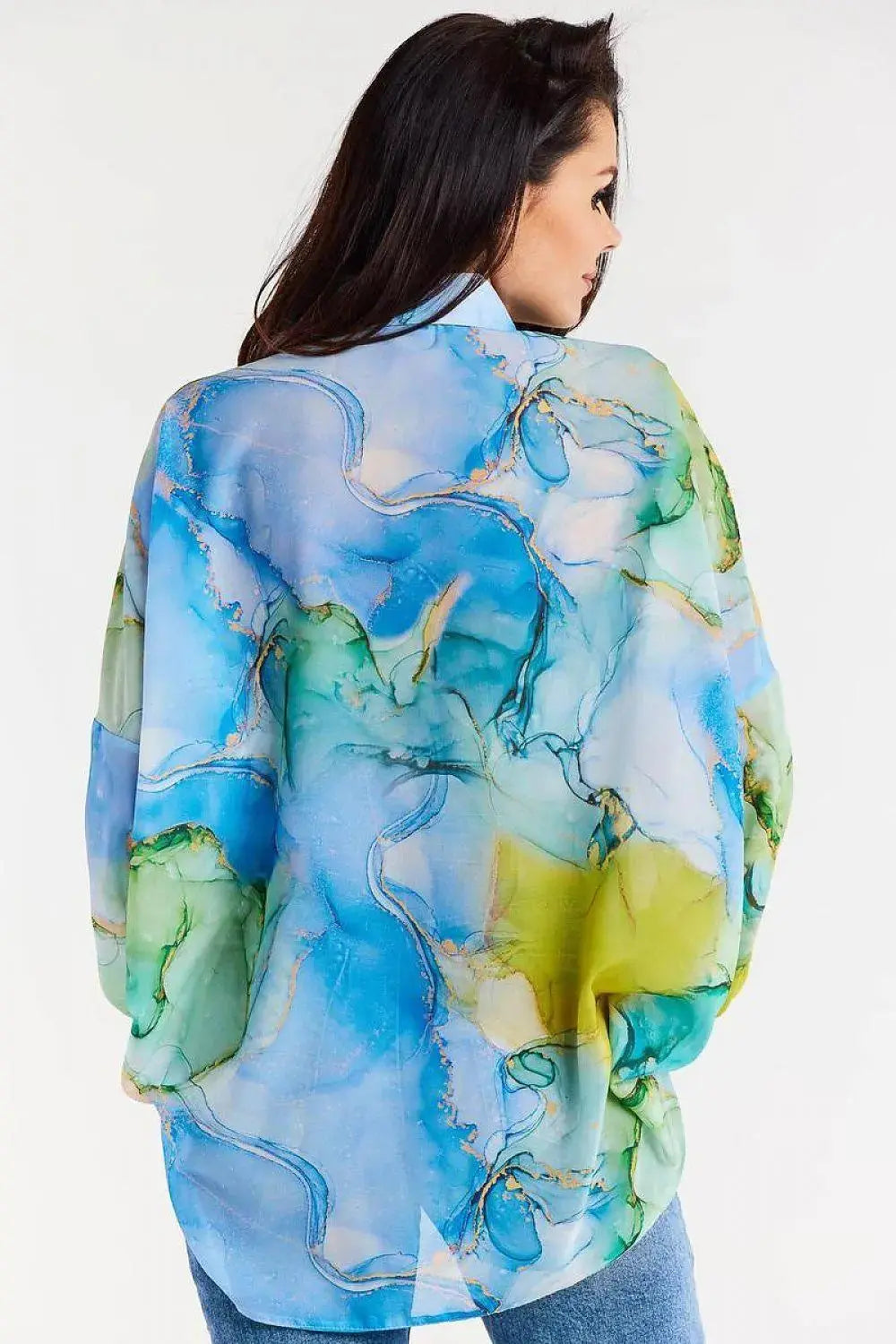 awama oversize chiffon Long sleeve shirt