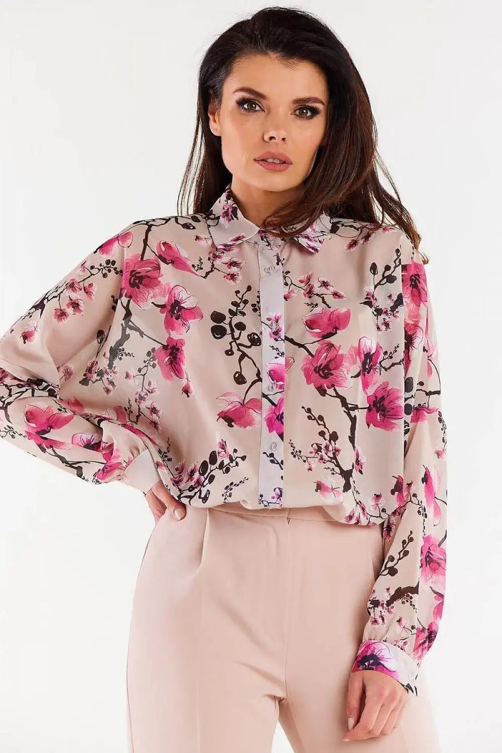 awama oversize chiffon Long sleeve shirt