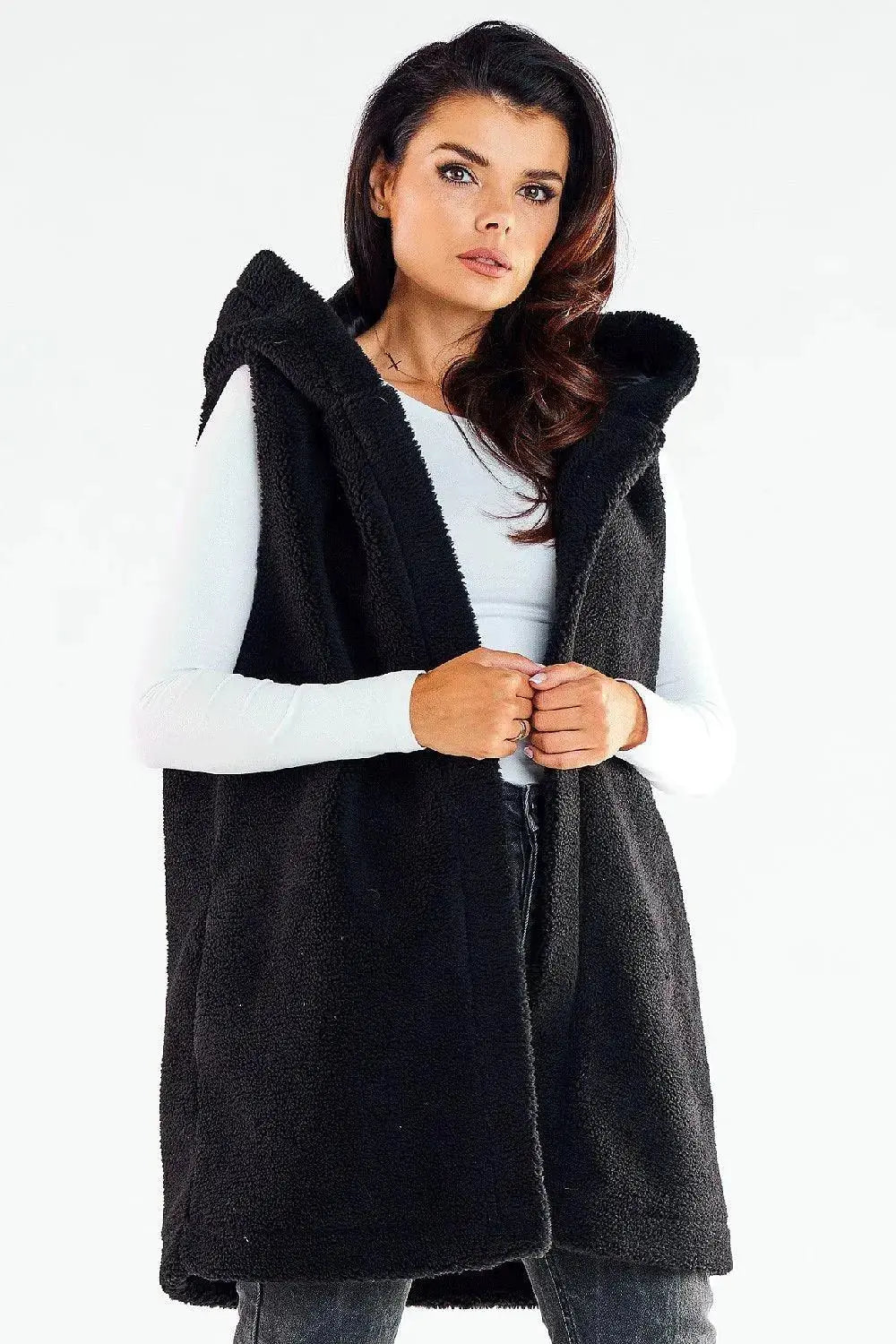 awama pleasant material warm hooded vest with pockets