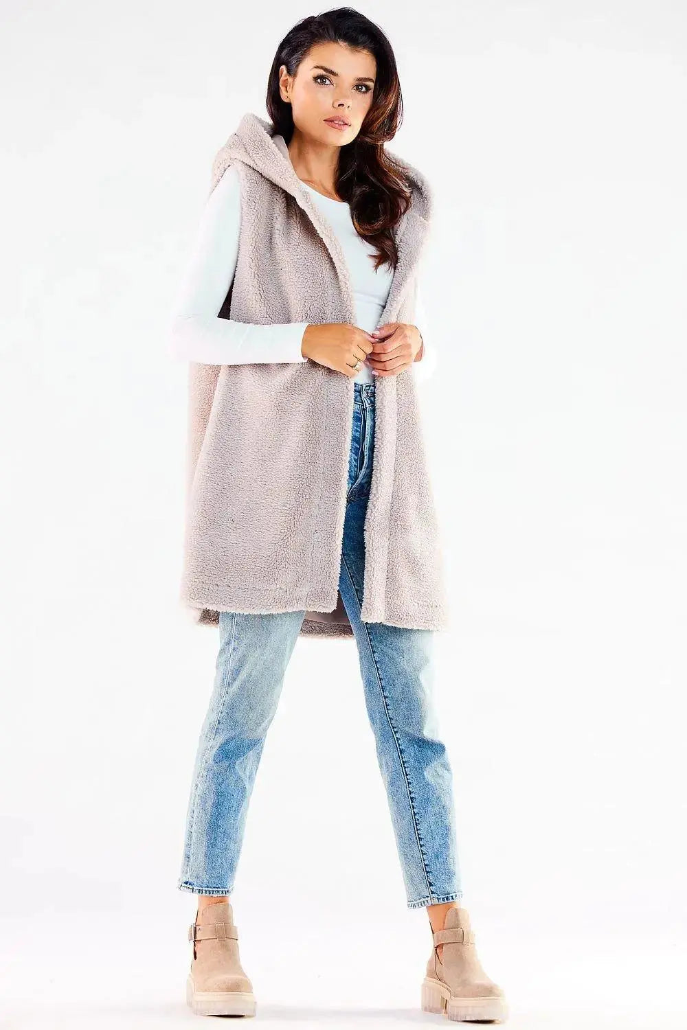 awama pleasant material warm hooded vest with pockets