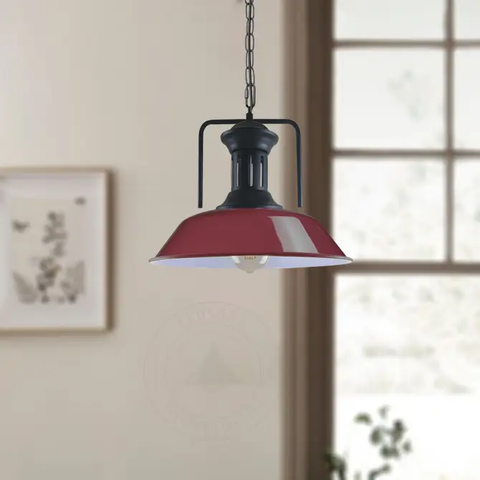Vintage Industrial Burgundy Ceiling Pendant Light Shade Hanging Lamp Light