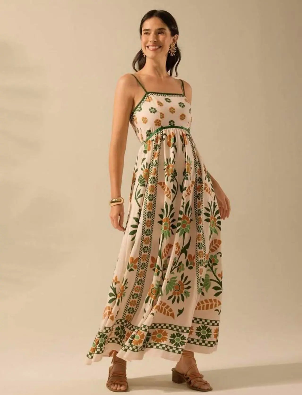Printing Slip Dress Vacation Style Women's Clothing