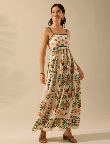 Printing Slip Dress Vacation Style Women's Clothing