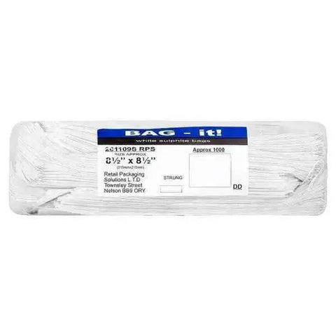 Bag It, White Sulphite Bags 10" x 10", 8.5" x 8.5" Strung Approx 1000