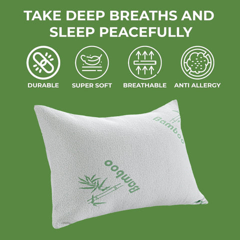 OLIVIA ROCCO Bamboo Memory Foam Pillow Hypoallergenic Cooling Luxury Fibre Filling For Superior Comfort For Side And Back Sleepers