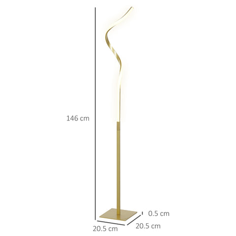 HOMCOM LED Floor Lamp, Standing Lamp with3 Adjustable Brightness Gold Tone