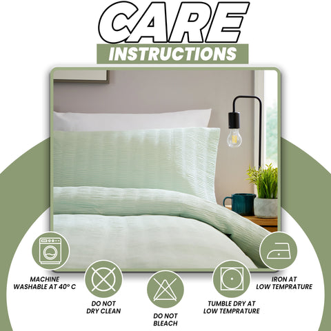 OLIVIA ROCCO Belgravia Sage Green Microfibre Duvet Cover Set With Pillowcases Soft Easy Care Machine Washable Modern Quilt Bedding