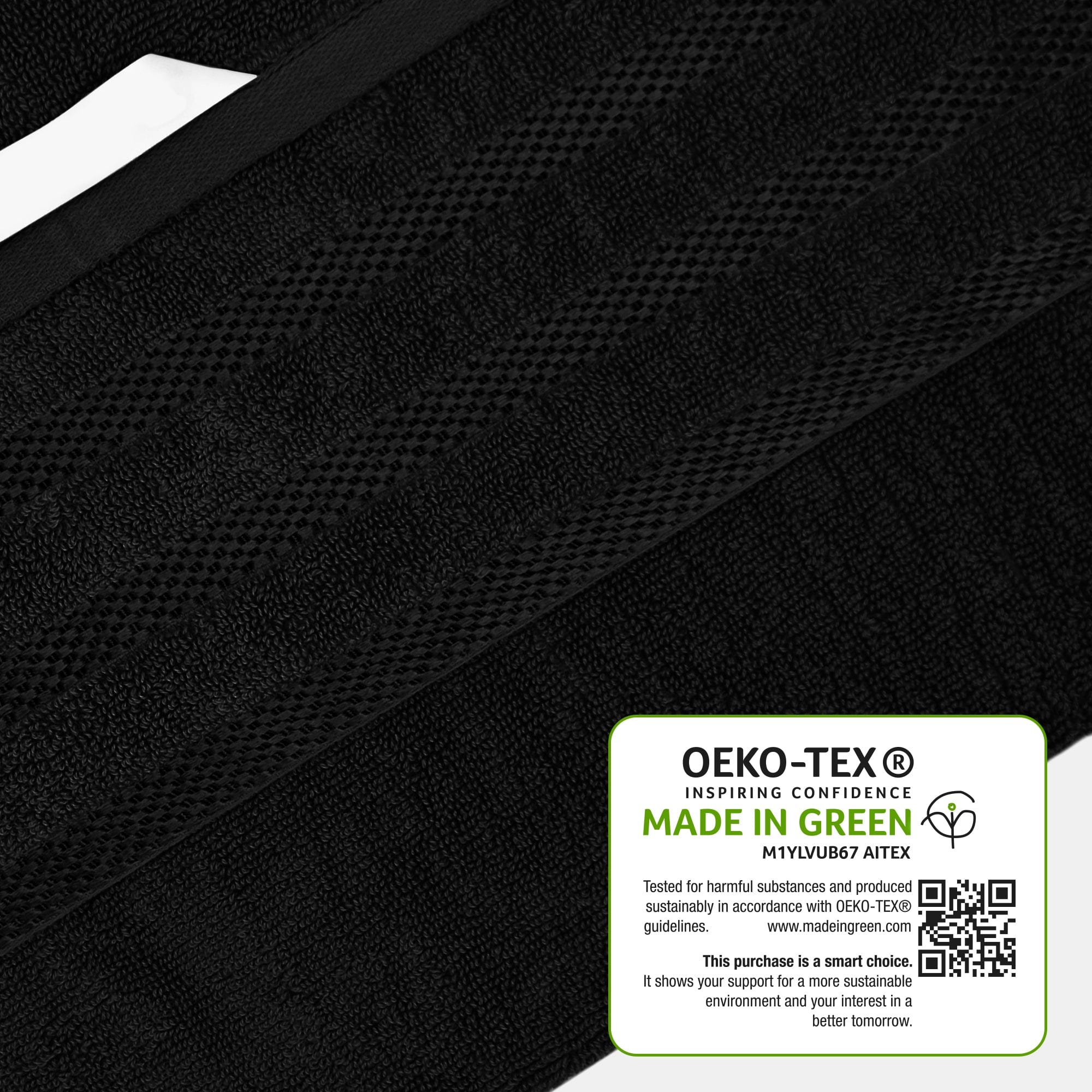 OLIVIA ROCCO Towels Belmont Viscose Stripe Black 100 Percent Cotton Hotel Quality Super Absorbent 10 Piece Bale Set 4 Hand Towels 12 Face Cloths