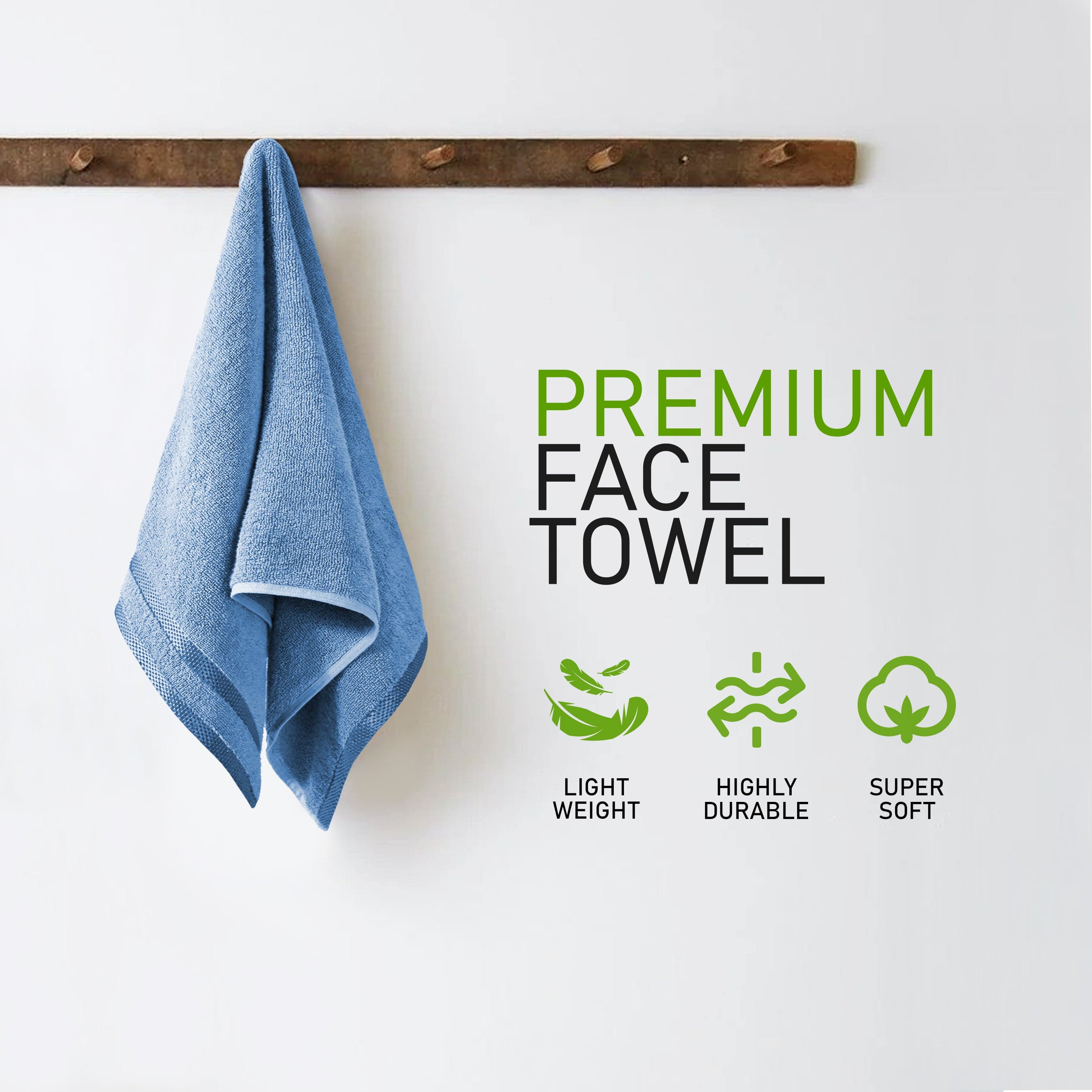 OLIVIA ROCCO Belmont Viscose Stripe Blue Towels 100 Percent Cotton Hotel Quality Super Absorbent 10 Piece Bale Set 4 Hand Towels And 12 Face Cloths