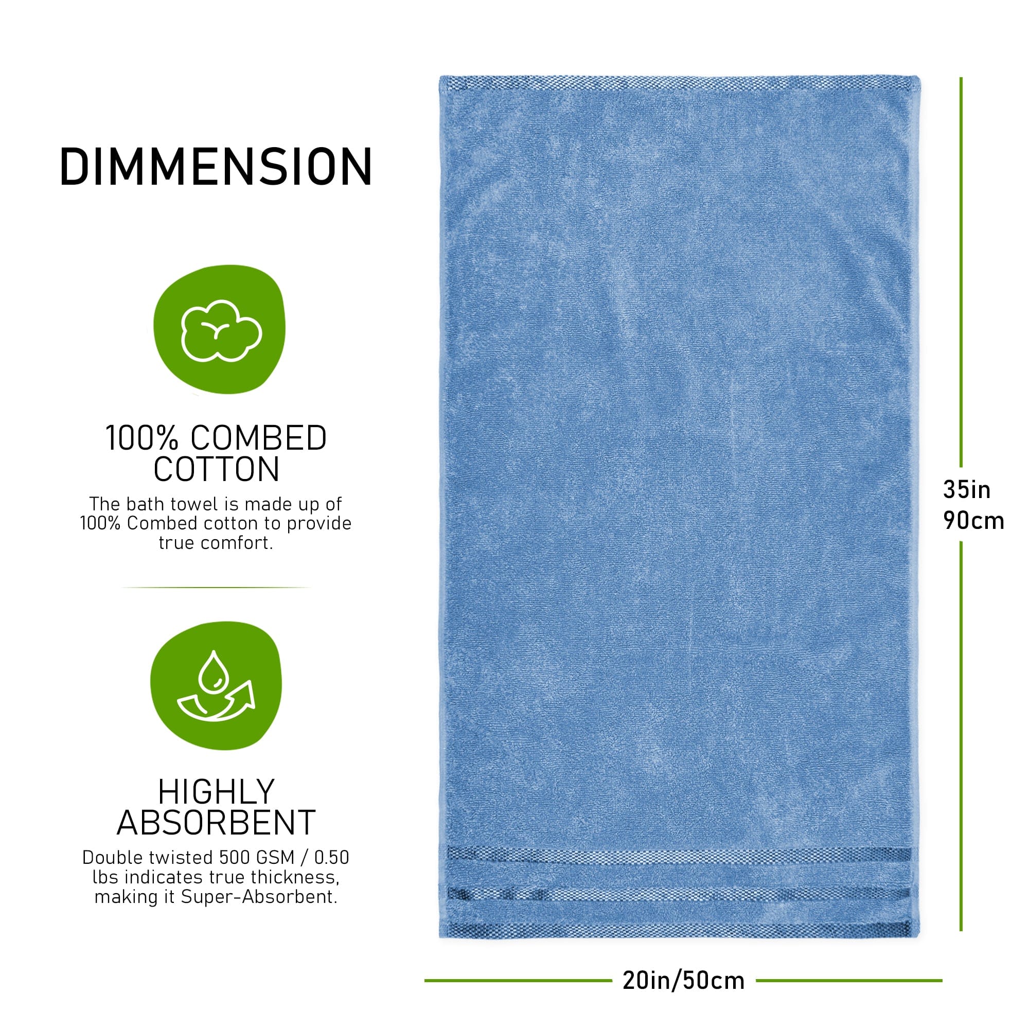OLIVIA ROCCO Belmont Viscose Stripe Blue Towels 100 Percent Cotton Hotel Quality Super Absorbent 10 Piece Bale Set 4 Hand Towels And 12 Face Cloths