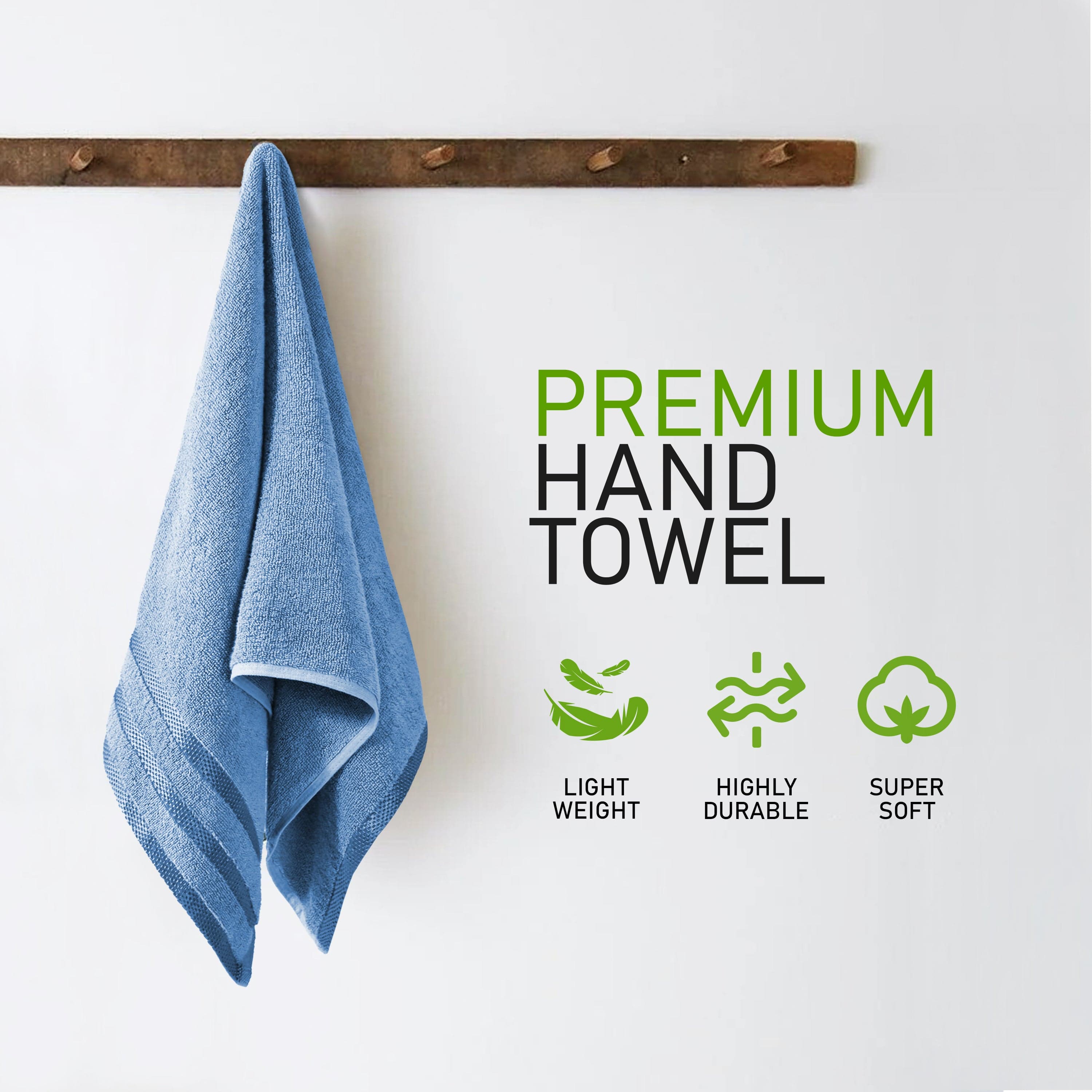 OLIVIA ROCCO Belmont Viscose Stripe Blue Towels 100 Percent Cotton Hotel Quality Super Absorbent 10 Piece Bale Set 4 Hand Towels And 12 Face Cloths
