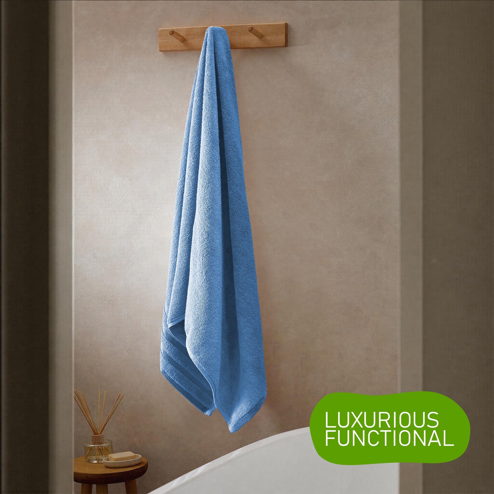 OLIVIA ROCCO Belmont Viscose Stripe Blue Towels 100 Percent Cotton Hotel Quality Super Absorbent 10 Piece Bale Set 4 Hand Towels And 12 Face Cloths