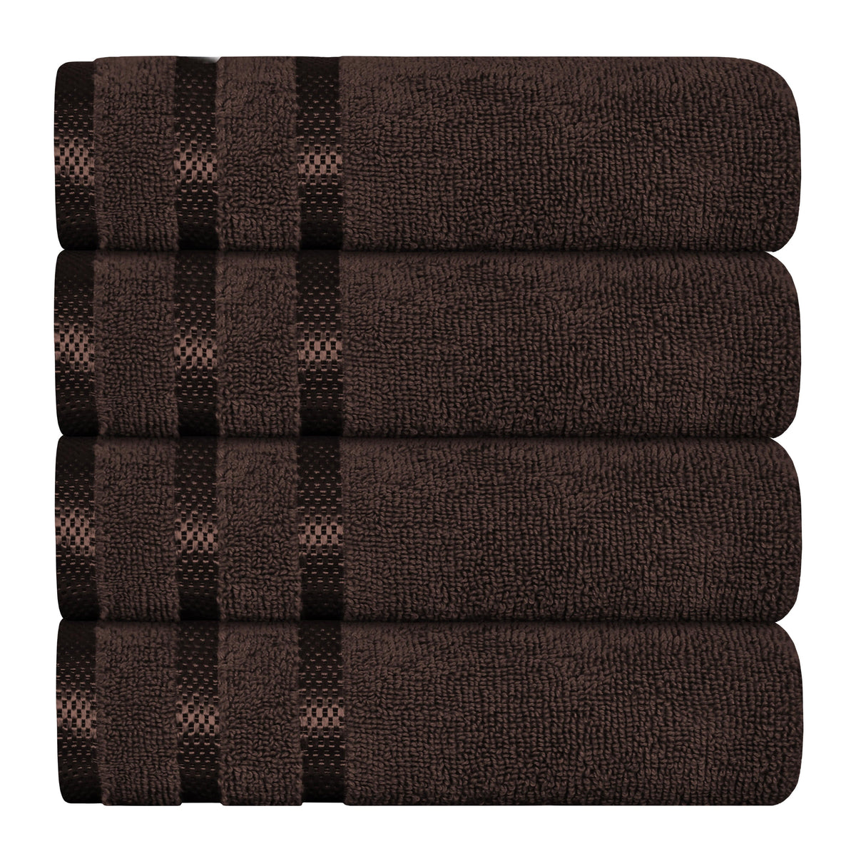 OLIVIA ROCCO Belmont Viscose Stripe Brown Towels 100% Cotton Hotel Quality Super Absorbent 10 Piece Bale Set Includes 4 Hand Towels And 12 Face Cloths