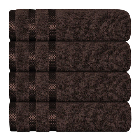 OLIVIA ROCCO Belmont Viscose Stripe Brown Towels 100% Cotton Hotel Quality Super Absorbent 10 Piece Bale Set Includes 4 Hand Towels And 12 Face Cloths