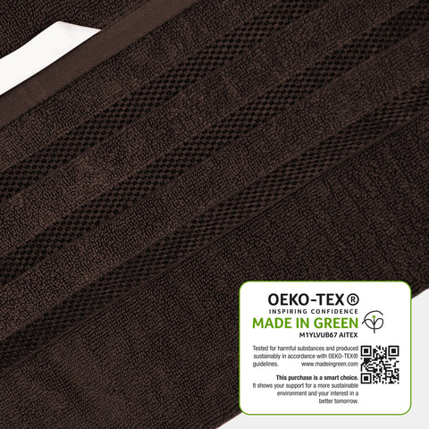 OLIVIA ROCCO Belmont Viscose Stripe Brown Towels 100% Cotton Hotel Quality Super Absorbent 10 Piece Bale Set Includes 4 Hand Towels And 12 Face Cloths