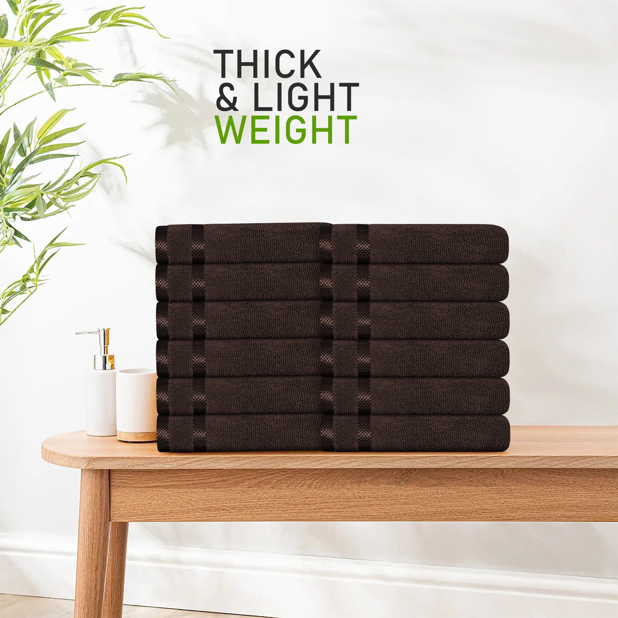 OLIVIA ROCCO Belmont Viscose Stripe Brown Towels 100% Cotton Hotel Quality Super Absorbent 10 Piece Bale Set Includes 4 Hand Towels And 12 Face Cloths
