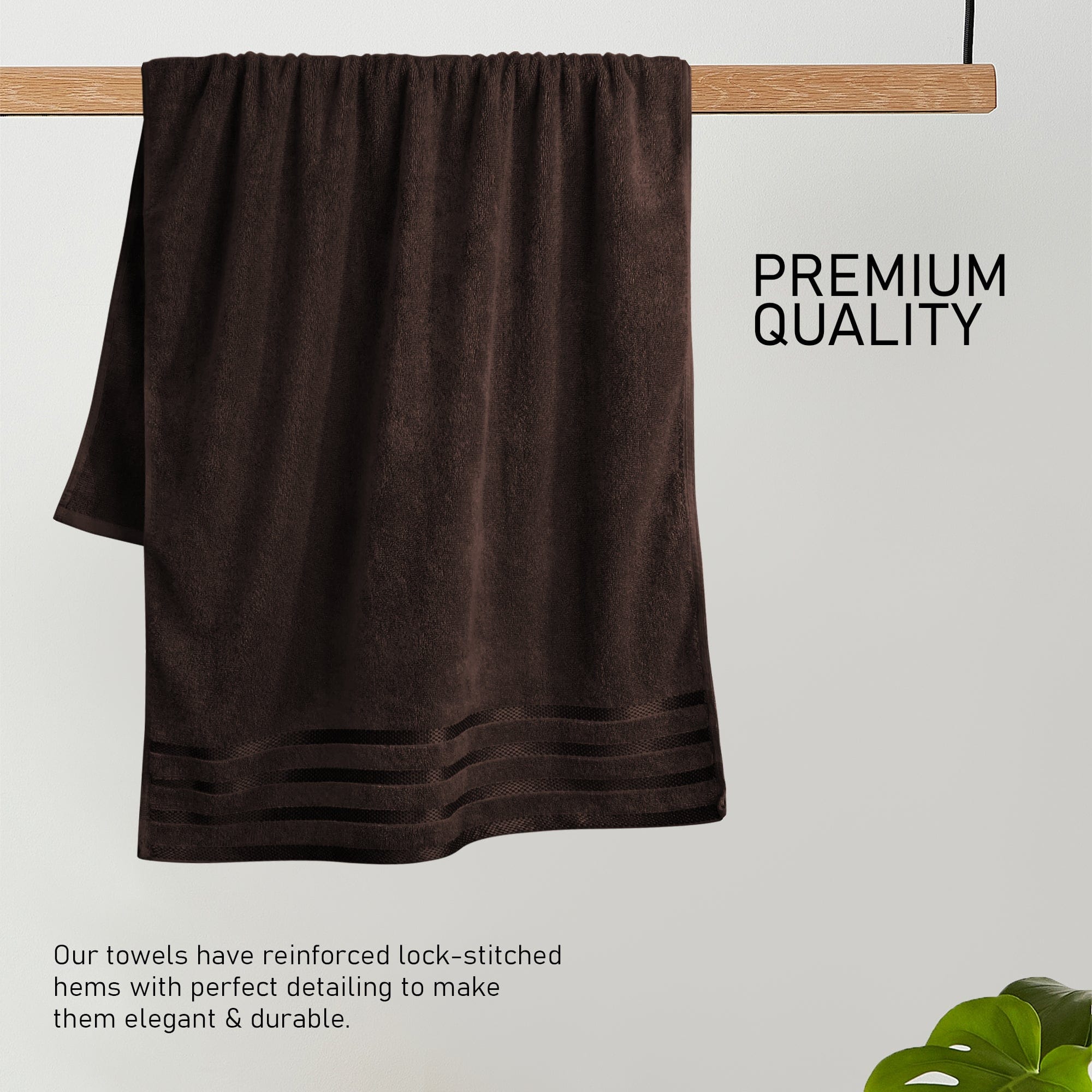 OLIVIA ROCCO Belmont Viscose Stripe Brown Towels 100% Cotton Hotel Quality Super Absorbent 10 Piece Bale Set Includes 4 Hand Towels And 12 Face Cloths